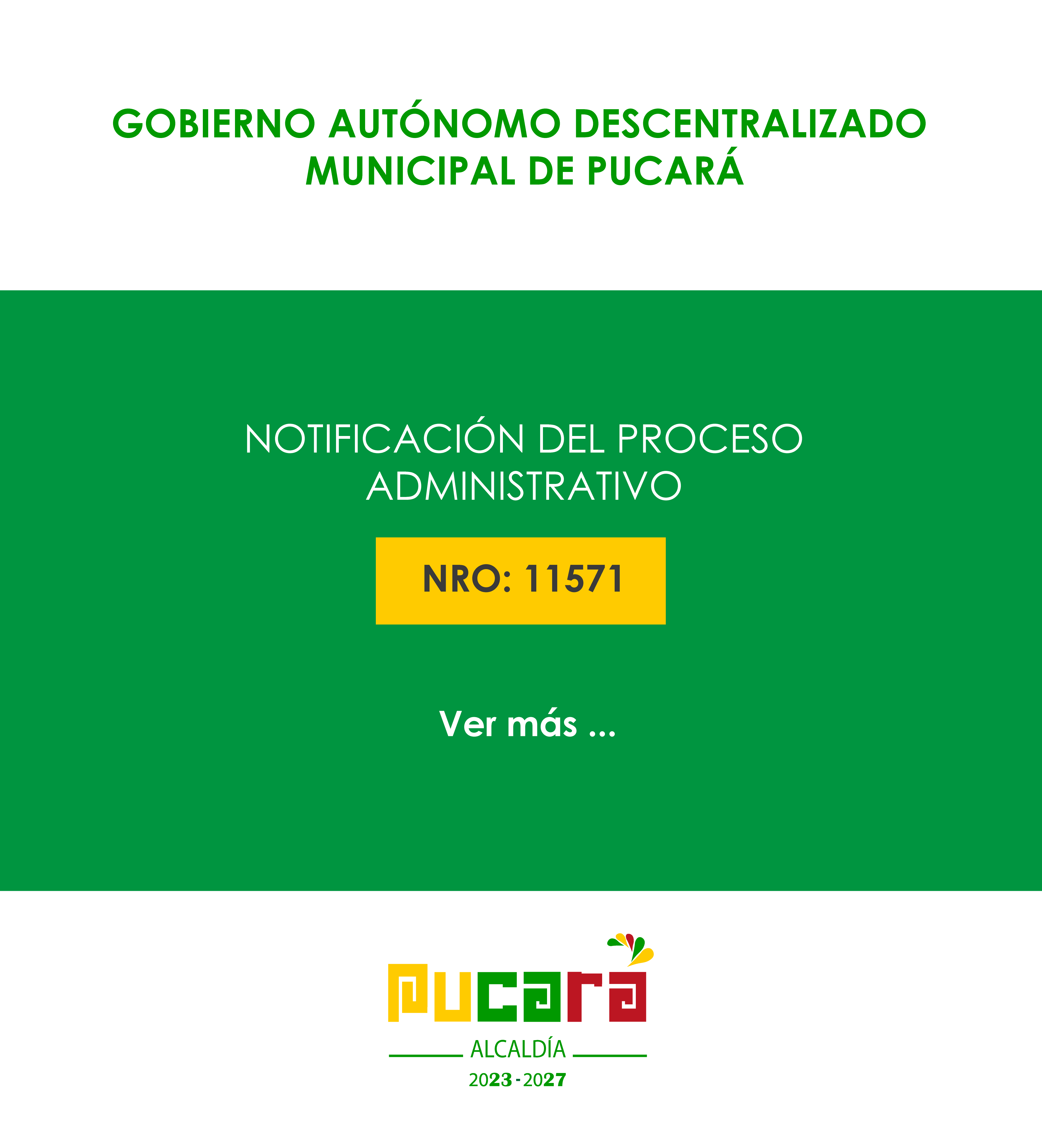 Notificación del proceso administrativo Nro. 11571