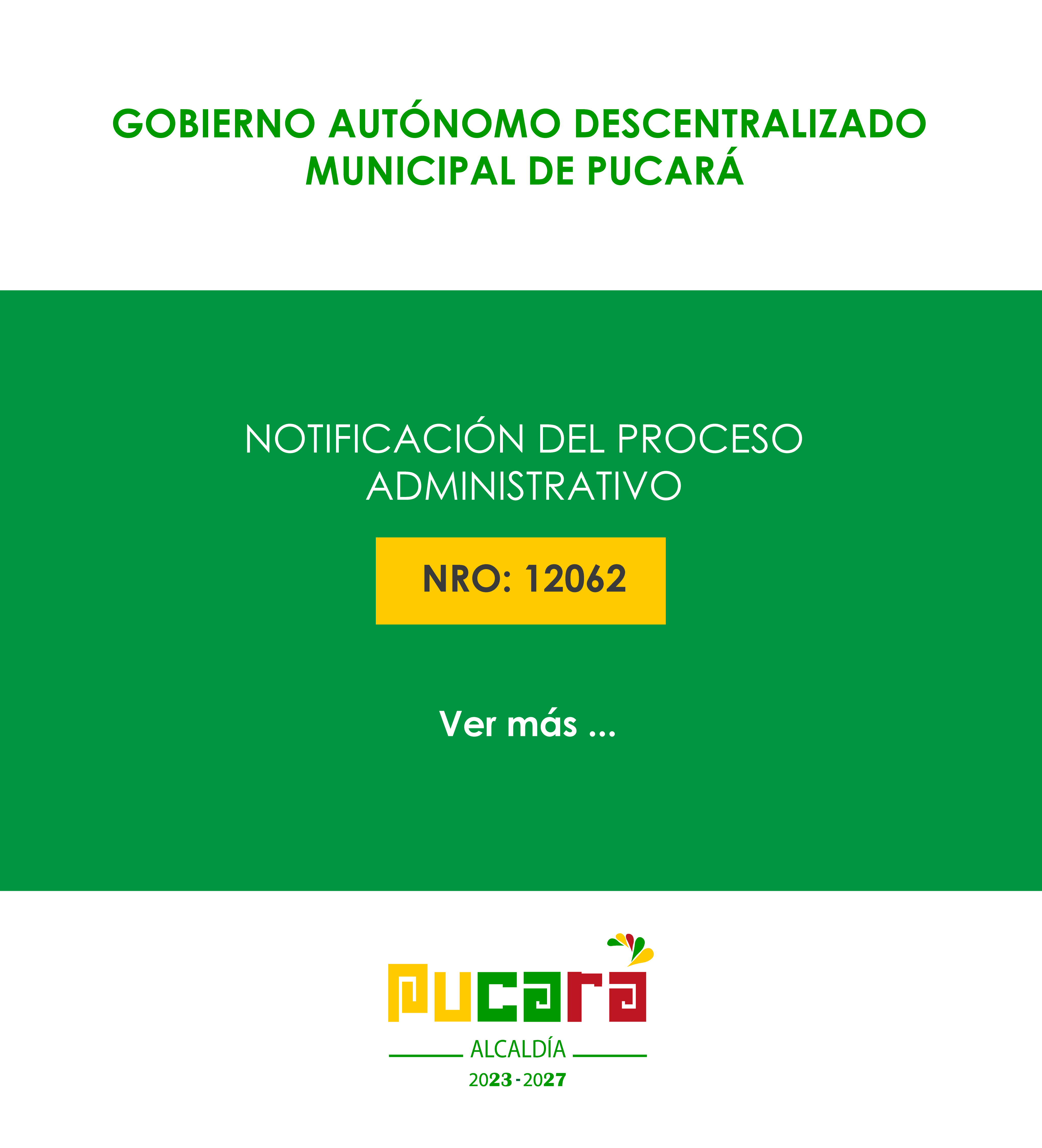 Notificación del proceso administrativo Nro. 12062