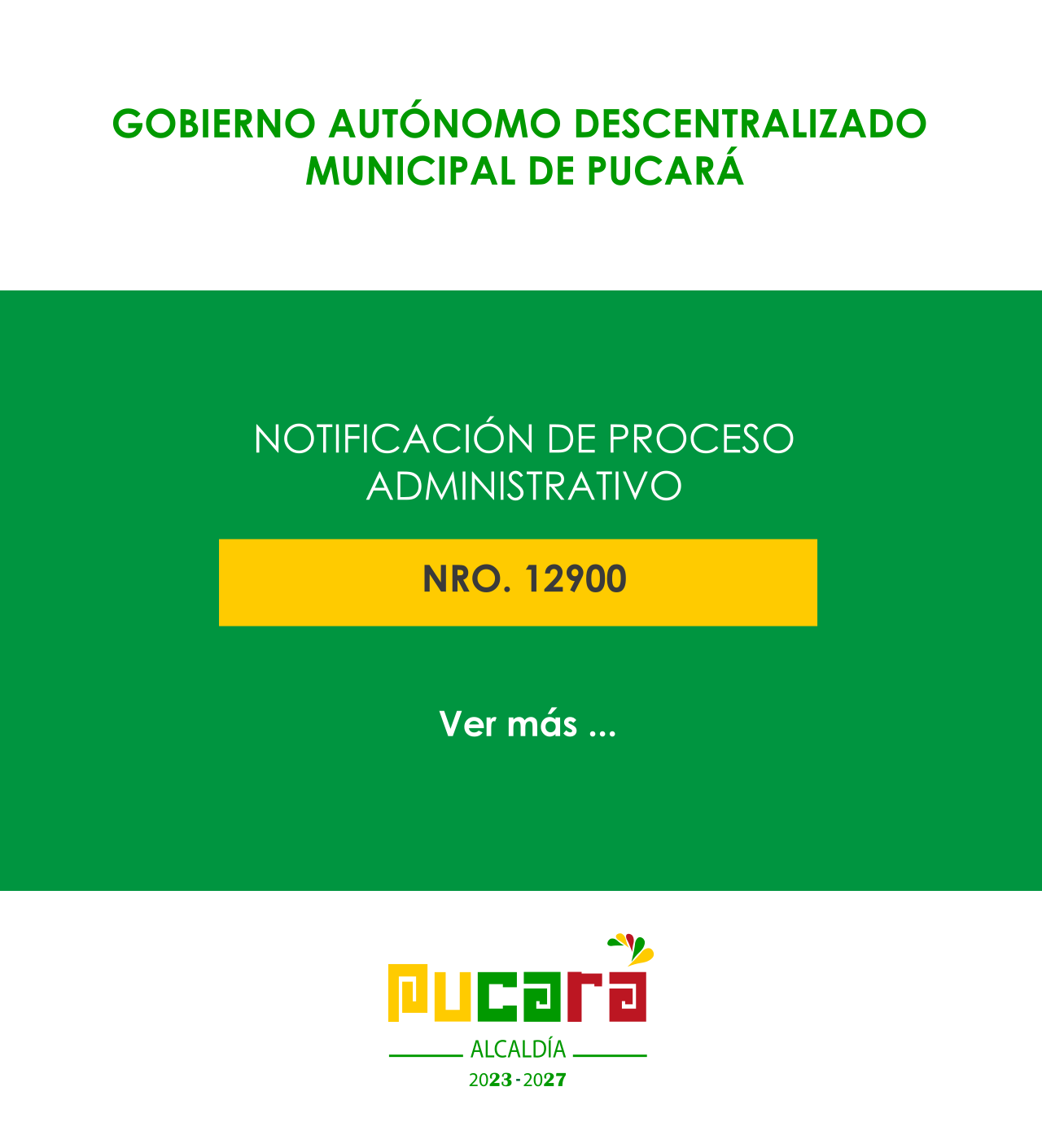 Notificación del proceso administrativo Nro. 12900