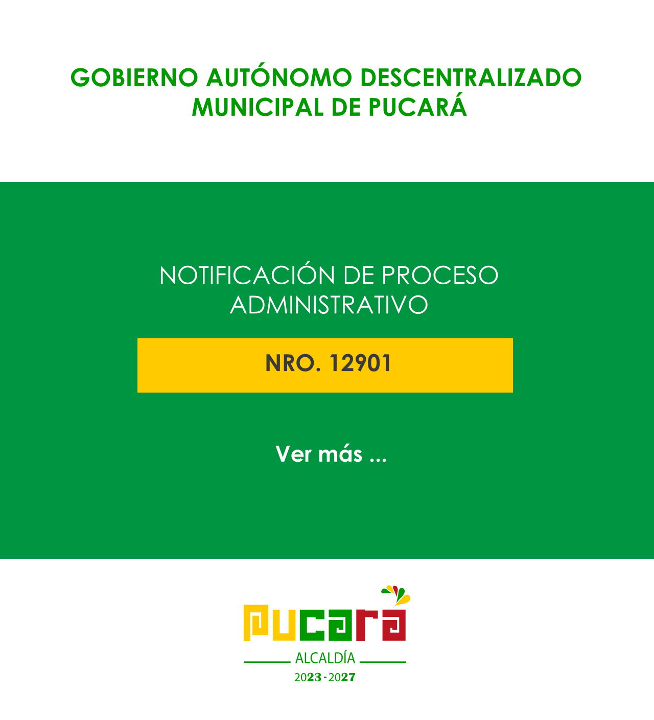 Notificación del proceso administrativo Nro. 12901